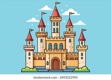 Medieval fairytale castle cartoon vector illustration design
