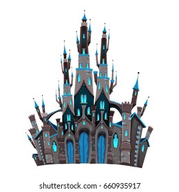 Medieval fantasy castle. Cartoon and vector isolated object.
