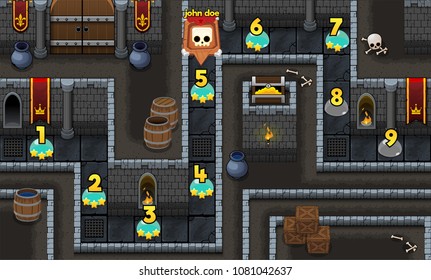 Medieval fantasy dungeon  game level map