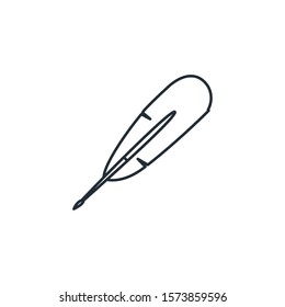 medieval feather flat style icon vector illustration design