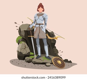 Medieval Female Warrior on the Battlefield Poster