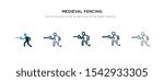 medieval fencing icon in different style vector illustration. two color and black medieval fencing vector icons designed in filled, outline, line and stroke style can be used for web, mobile, ui