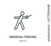 Medieval fencing outline vector icon. Thin line black medieval fencing icon, flat vector simple element illustration from editable sports concept isolated stroke on white background