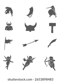 Cópia arquivada em 15 de julho de 2013 "Medieval Fighters Silhouette Bundle - Vetor Pack Preview" .
