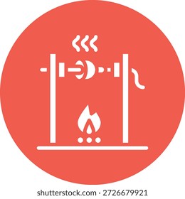 Ilustração de design de ícone de vetor de assadura de fogo medieval