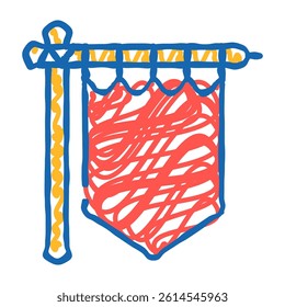 medieval flag doodle icon sketch vector. medieval flag sign. isolated symbol illustration