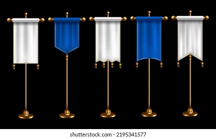Medieval flag game vector icon set
