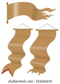 Banderas medievales en la ilustración de color marrón
