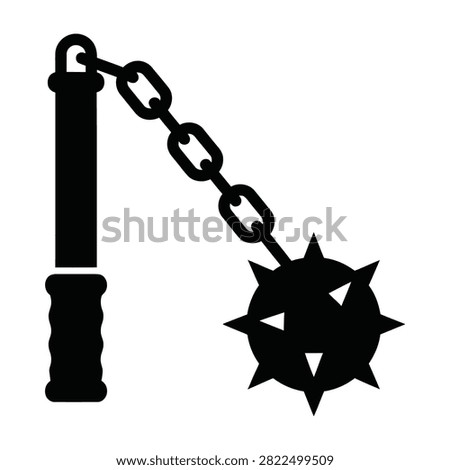 Medieval flail weapon with spiked ball on chain and handle, symbolizing violence and aggression