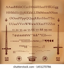 MEDIEVAL FONT Alphabet On Old Paper