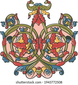 medieval form of the image of the ornament flora colora