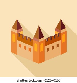 Medieval fortification icon. Flat illustration of medieval fortification vector icon for web