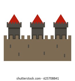 Medieval fortification icon flat isolated on white background vector illustration