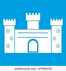 Medieval fortification icon white isolated on blue background vector illustration