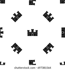 Medieval fortification pattern repeat seamless in black color for any design. Vector geometric illustration