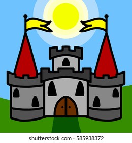 Medieval fortress color vector