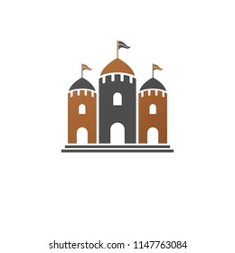 Medieval fortress decorative isolated vector illustration.  Antique Fort logo in old style isolated on white background.