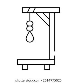 medieval gallows line icon vector. medieval gallows sign. isolated contour symbol black illustration