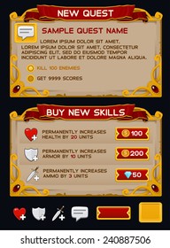 Medieval game GUI pack. Vector illustration