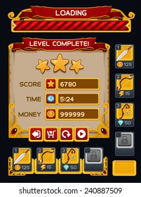 Medieval game GUI pack. Vector illustration