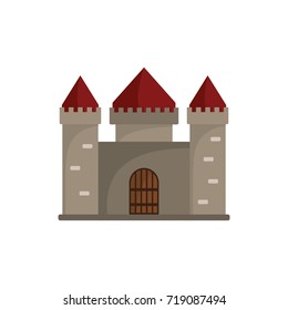 Medieval german castle with fortified wall and towers icon. Flat illustration of Medieval castle vector icon for web isolated on white background