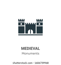 Medieval glyph icon vector on white background. Flat vector medieval icon symbol sign from modern monuments collection for mobile concept and web apps design.