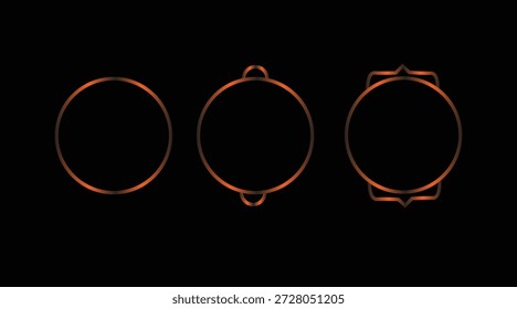 Conjunto de Vector de marco dorado medieval. Antiguas forma redonda de borde brillante vacía