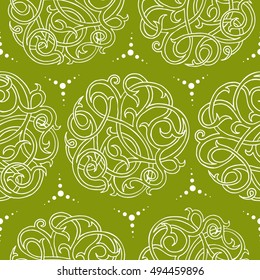 Medieval green floral seamless background