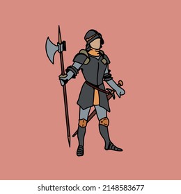 Mittelalter schwerer Infanterist mit Halberd.