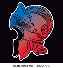 Mittelalterlicher Helm mit Hintergrund und Farbverlauf