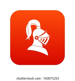 Medieval helmet icon digital red for any design isolated on white vector illustration