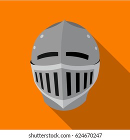 Medieval helmet icon flate. Single weapon icon from the big ammunition, arms set.