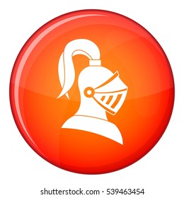 Medieval helmet icon in red circle isolated on white background vector illustration