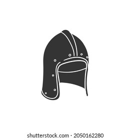 Medieval Helmet Icon Silhouette Illustration. Middle Age Hat Vector Graphic Pictogram Symbol Clip Art. Doodle Sketch Black Sign.