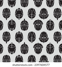 Medieval helmet icons Pattern background Vector illustration