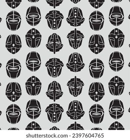 Medieval helmet icons Pattern background Vector illustration