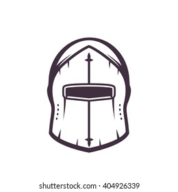 medieval helmet isolated on white, vector illustration