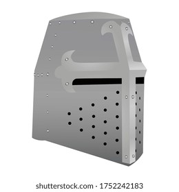 Medieval helmet of the knight of the crusader isolated on white background. Vector EPS10.