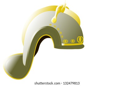 Medieval Helmets festive castle guards in combination of ferrous metal and leather neck cover