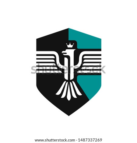 medieval heraldic crest shield emblem powerful bird coat of arms logo 