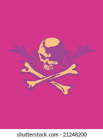 medieval and heraldic logo in skull for shirt
