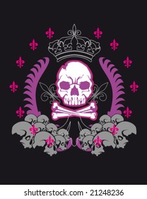 medieval and heraldic logo in skull for shirt