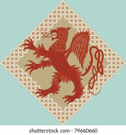 Medieval heraldic symbol a griffin in a vector