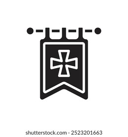 Medieval Heraldig Flag Filled Icon Vector Illustration