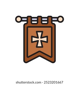 Medieval Heraldig Flag Icon Vector Illustration