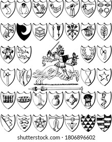 Medieval heraldry coat of arm set