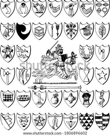 Medieval heraldry coat of arm set