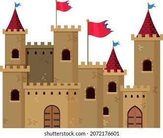 A medieval historical castle cartoon style illustration
