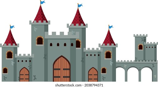 Medieval historical castle on white background illustration