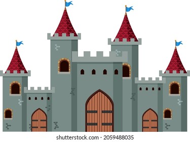 Medieval historical castle on white background illustration